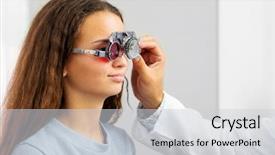  Presentation with eye doctor - Theme consisting of children s healthcare - doctor holding special eye equipment background and a light gray colored foreground