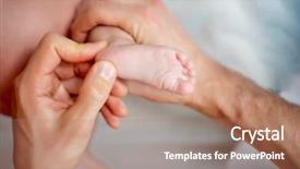  Presentation with masseur doing massage spa - Beautiful PPT theme featuring children s healthcare - male masseur doing massage backdrop and a coral colored foreground