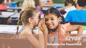  Presentation with grain in ear - Beautiful slide deck featuring children s literature - schoolgirl whispering into her friend backdrop and a coral colored foreground