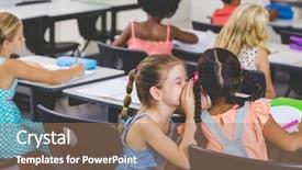  Presentation with grain in ear - Presentation theme consisting of children s literature - schoolgirl whispering into her friend background and a coral colored foreground