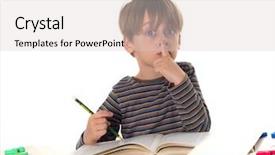  Presentation with young marines - PPT theme having children s literature - young hardworking schoolboy background and a  colored foreground