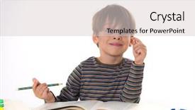  Presentation with young - Slides enhanced with children s literature - young hardworking schoolboy background and a  colored foreground