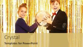  Presentation with shiny gold - Presentation having children-s-party-amusing background and a yellow colored foreground