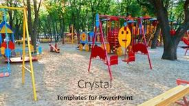  Presentation with playground - Colorful PPT theme enhanced with children-s-playground backdrop and a soft green colored foreground