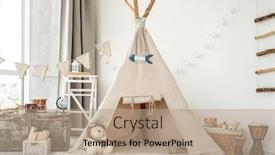  Presentation with retro - Presentation featuring children-s-room-interior background and a coral colored foreground