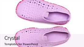  Presentation with white parents and black children - Colorful PPT layouts enhanced with children's rubber sandals isolated on the white background backdrop and a lavender colored foreground