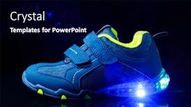 Presentation with led light - Amazing PPT theme having children-s-sneaker-shoe backdrop and a black colored foreground