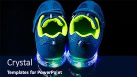  Presentation with led light - PPT theme with children-s-sneaker-shoes background and a navy blue colored foreground