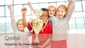  Presentation with school sports - Audience pleasing theme consisting of children-s-team-cheers backdrop and a coral colored foreground