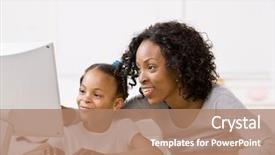  Presentation with homework - Amazing theme having children s technology - devoted mother helping girl do backdrop and a coral colored foreground