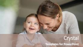  Presentation with children playing - PPT theme consisting of children s technology - mother and daughter having fun background and a coral colored foreground