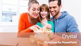  Presentation with veterans forces moving house american - Slide deck having children save - family saving money by moving background and a coral colored foreground