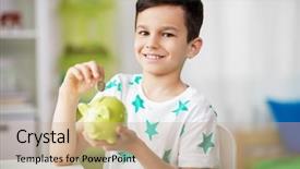  Presentation with emoney money traffic concept closeup - Amazing presentation theme having children save - money finances childhood and people backdrop and a coral colored foreground