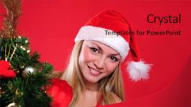  Presentation with happy new year - Beautiful slides featuring children sexy posing - young girl dressed as santa backdrop and a  colored foreground
