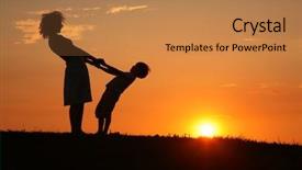  Presentation with neonatal nurse baby hand mother - Audience pleasing theme consisting of children shadows - mother and son on sunset backdrop and a coral colored foreground