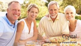  Presentation with daughter - Cool new slide deck with children sharing food - adult son and daughter enjoying backdrop and a coral colored foreground