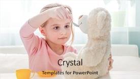  Presentation with sharing - Colorful PPT theme enhanced with children sharing food - cute little girl feeding toy backdrop and a lemonade colored foreground