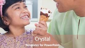  Presentation with muslim family - Audience pleasing theme consisting of children sharing food - cute southeast asian girl feeding backdrop and a coral colored foreground