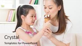  Presentation with ice cream truck - Audience pleasing presentation consisting of children sharing food - eating ice-cream happy asian family backdrop and a lemonade colored foreground