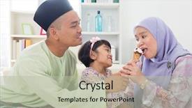  Presentation with ice cream - Beautiful PPT layouts featuring children sharing food - feeding ice cream muslim girl backdrop and a mint green colored foreground