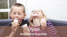  Presentation with ice cream - Amazing PPT layouts having children sharing food - happy siblings eating ice-cream backdrop and a  colored foreground