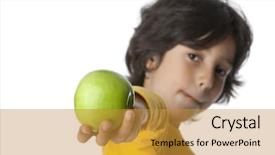  Presentation with green apple - Presentation theme featuring children sharing food - little boy sticking background and a  colored foreground