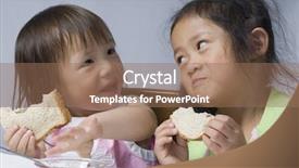  Presentation with peanut butter - PPT theme with children sharing food - two sisters making a mess background and a coral colored foreground