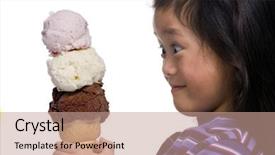  Presentation with asian - Presentation theme with children sharing food - young asian girls looks background and a coral colored foreground