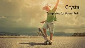  Presentation with sunlight - Cool new presentation theme with children shoes - child with skateboard under sunlight backdrop and a  colored foreground