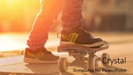  Presentation with street light view - Slide set enhanced with children shoes - child with skateboard background and a  colored foreground