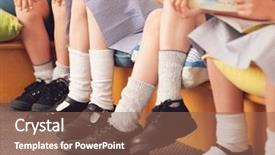  Presentation with elementary children - PPT layouts consisting of children shoes - low section of elementary students background and a violet colored foreground