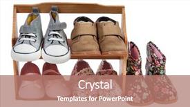  Presentation with baby fashion - Beautiful slide deck featuring baby fashion - children shoes for all seasons backdrop and a coral colored foreground