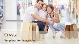  Presentation with family shopping - Audience pleasing slides consisting of family shopping - families with a child backdrop and a lemonade colored foreground