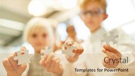  Presentation with patience - Slides having children-show-different-puzzle-pieces background and a coral colored foreground