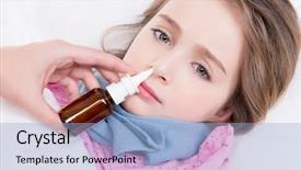  Presentation with bad - Beautiful PPT theme featuring children sick - little girl with bad cold backdrop and a light blue colored foreground