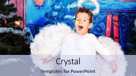  Presentation with christmas angel - Amazing PPT theme having angels sing - beautiful little angel boy backdrop and a sky blue colored foreground