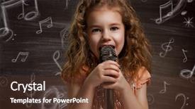  Presentation with music kids - Slide deck consisting of music kids - beauty child at the blackboard background and a tawny brown colored foreground
