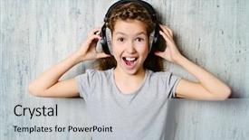  Presentation with teen girl - Slide deck consisting of children sing - cool teen girl enjoys background and a light gray colored foreground