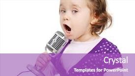  Presentation with microphone - Slides enhanced with recitation - little girl in violet sings background and a purple colored foreground