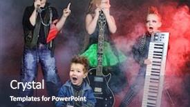  Presentation with children singing - Presentation having children singing in heavy metal background and a ocean colored foreground