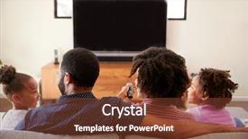  Presentation with family children - Amazing PPT layouts having children sitting on sofa backdrop and a tawny brown colored foreground