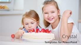  Presentation with strawberry - PPT theme consisting of children-sneak-from-the-strawberry background and a lemonade colored foreground