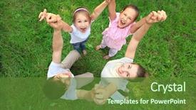  Presentation with children hands - Audience pleasing slides consisting of children stand having joined hand backdrop and a tawny brown colored foreground
