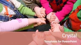  Presentation with children hands - Presentation theme having children stand having joined hands background and a coral colored foreground