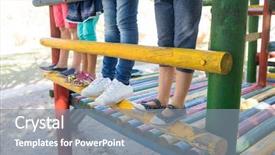  Presentation with jungle - Cool new PPT layouts with children standing on jungle gym backdrop and a gray colored foreground