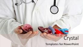  Presentation with lab coat - Amazing presentation having abstract symmetric geometric shapes business icon icon backdrop and a white colored foreground