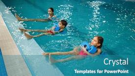  Presentation with workout - Colorful slide deck enhanced with children-swimming-group-workout backdrop and a teal colored foreground