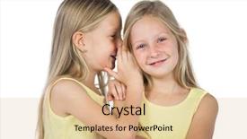  Presentation with birthday sister - Colorful PPT layouts enhanced with children talking - blonde girl whispering to her backdrop and a coral colored foreground
