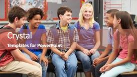  Presentation with elementary - Audience pleasing presentation theme consisting of children talking - group of elementary pupils backdrop and a coral colored foreground