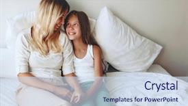  Presentation with mom daughter - Slides enhanced with children talking - mom with her tween daughter background and a sky blue colored foreground